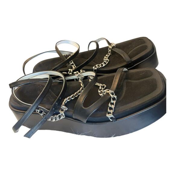 NEW Rag & Bone Logan Strappy Wrap Sandals Leather Chain Link Black Size 39 - Picture 10 of 14